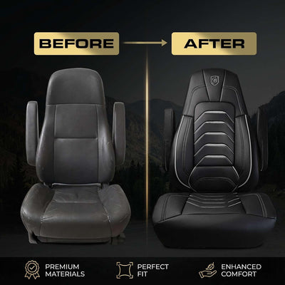Custom Fit Truck Seat Cover for Cascadia 33”, Premium Vinyl Fabric, Includes Armrest Covers and Assebly Tool