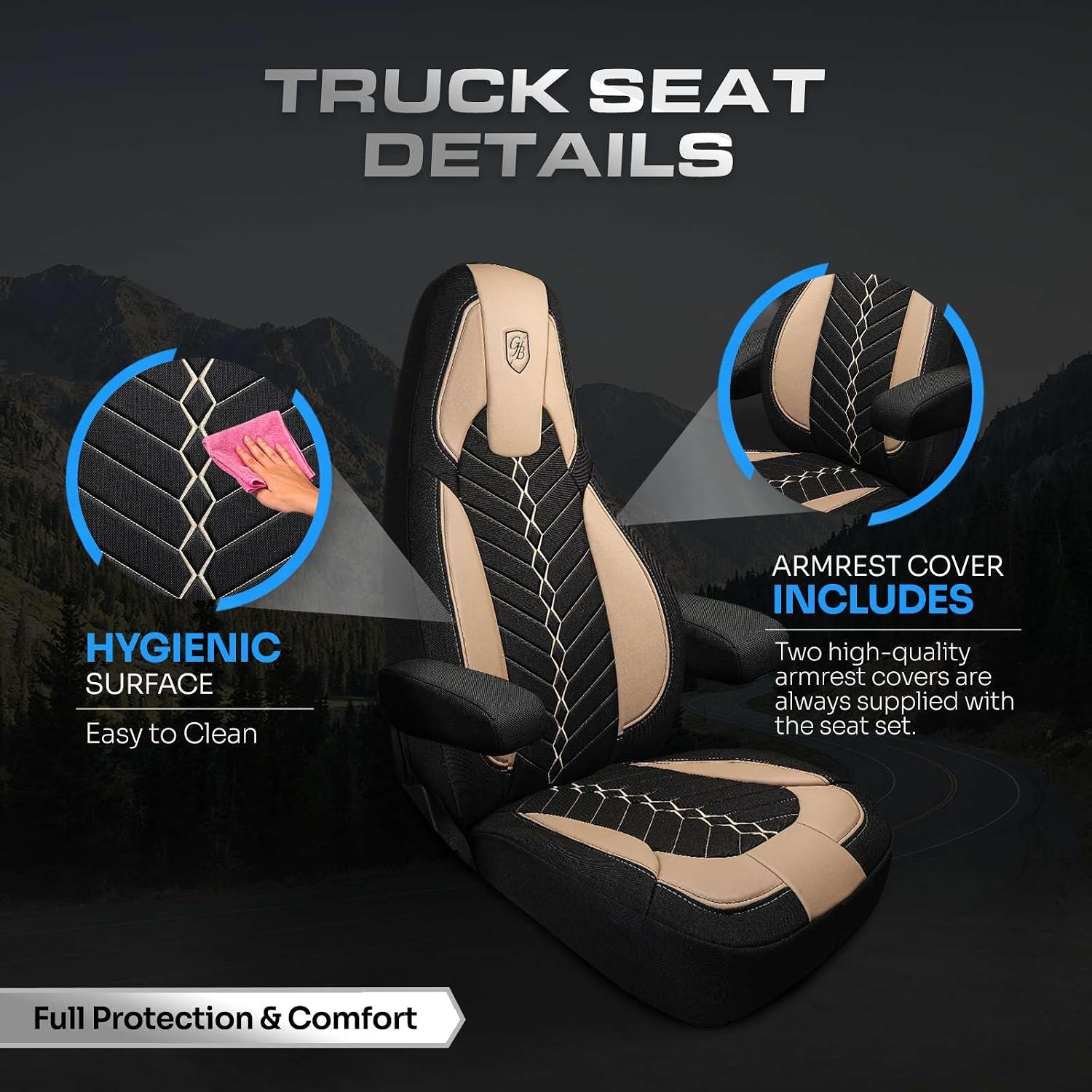 Custom Fit Truck Seat Cover for Volvo VNL 300 400 740 760 860 & VNR 300 400 640 660 (2019-2025), Linen Fabric, Includes Armrest Covers and Assebly Tool