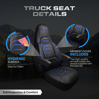 Custom Fit Truck Seat Cover for Volvo VNL 300 400 740 760 860 & VNR 300 400 640 660 (2019-2025), Vinyl Fabric, Includes Armrest Covers and Assebly Tool