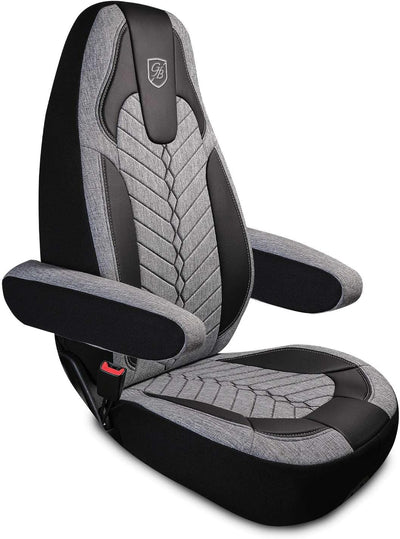 Custom Fit Truck Seat Cover for Peterbilt 579, 567, Linen Fabric, Includes Armrest Covers and Assebly Tool