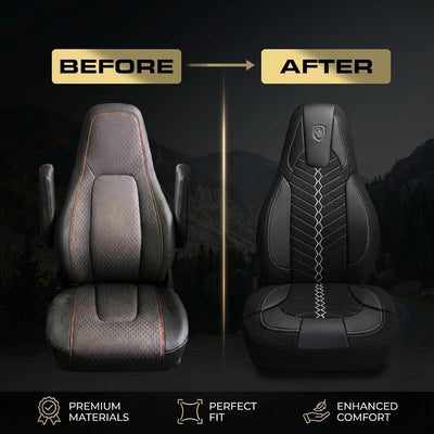 Custom Fit Truck Seat Cover for Volvo VNL 300 400 740 760 860 & VNR 300 400 640 660 (2019-2025), Linen Fabric, Includes Armrest Covers and Assebly Tool