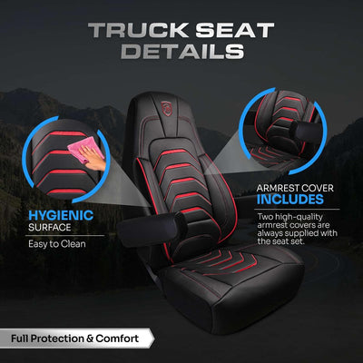 Custom Fit Truck Seat Cover for Cascadia 33”, Premium Vinyl Fabric, Includes Armrest Covers and Assebly Tool