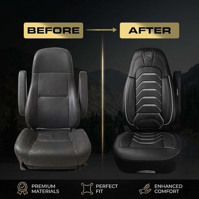Custom Fit Truck Seat Cover for Peterbilt 579, 567, Premium Vinyl Fabric, Includes Armrest Covers and Assebly Tool
