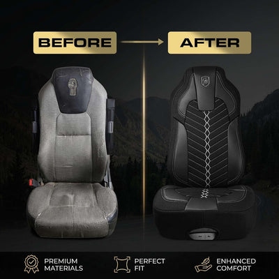 Custom Fit Truck Seat Cover for Kenworth T680, T880, W990, Linen Fabric, Includes Armrest Covers and Assebly Tool