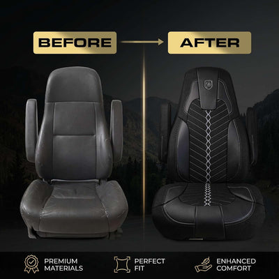 Custom Fit Truck Seat Cover for Cascadia 33”, Linen Fabric, Includes Armrest Covers and Assebly Tool