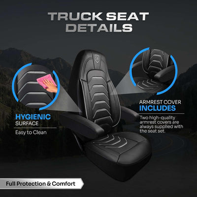 Custom Fit Truck Seat Cover for Peterbilt 579, 567, Premium Vinyl Fabric, Includes Armrest Covers and Assebly Tool