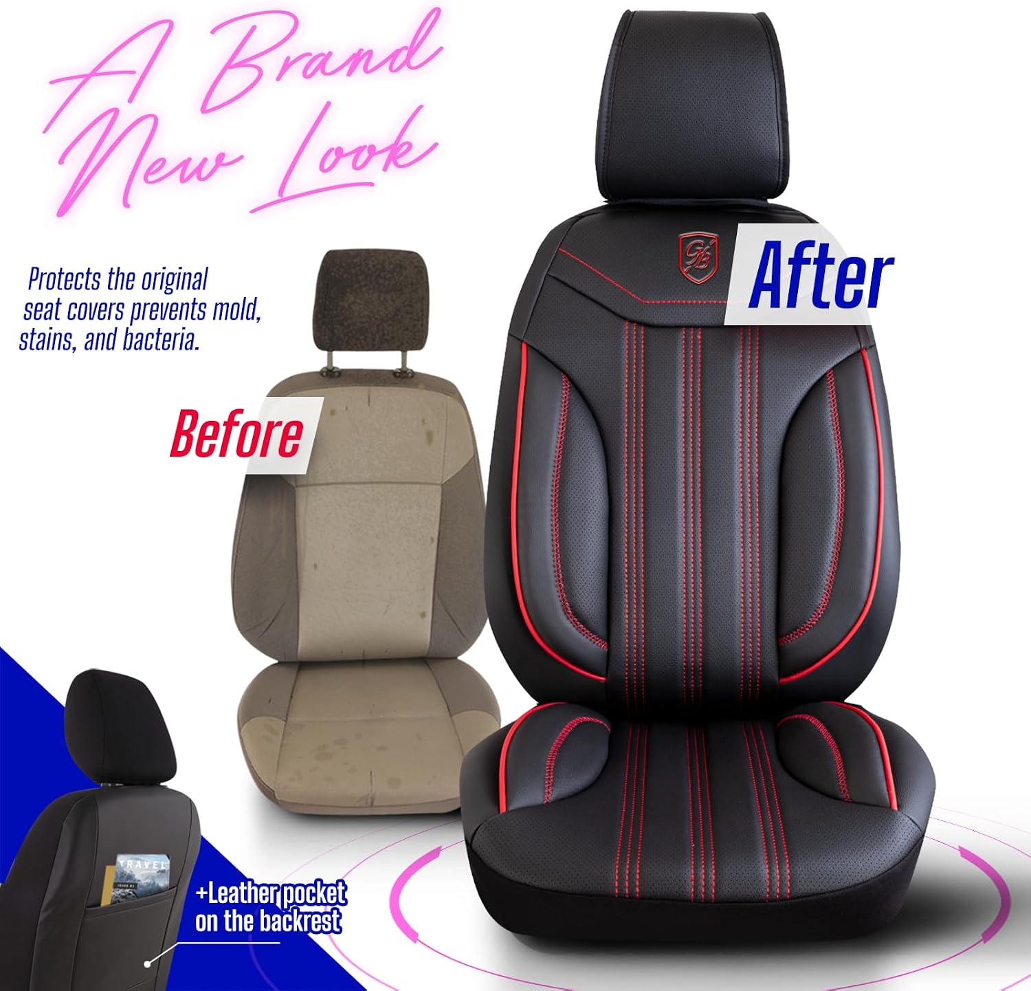 Premium Car Seat Covers for Subaru Forester 2007-2026, Nappa Leather Car Seat Cover for SUV, Cars, Most Pickups, Car Seat Protector, Car Seat Covers Front Seats