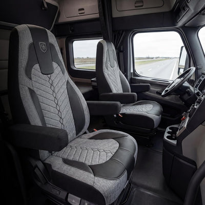Custom Fit Truck Seat Cover for Cascadia 33”, Linen Fabric, Includes Armrest Covers and Assebly Tool