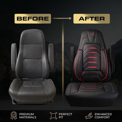 Custom Fit Truck Seat Cover for Cascadia 33”, Premium Vinyl Fabric, Includes Armrest Covers and Assebly Tool