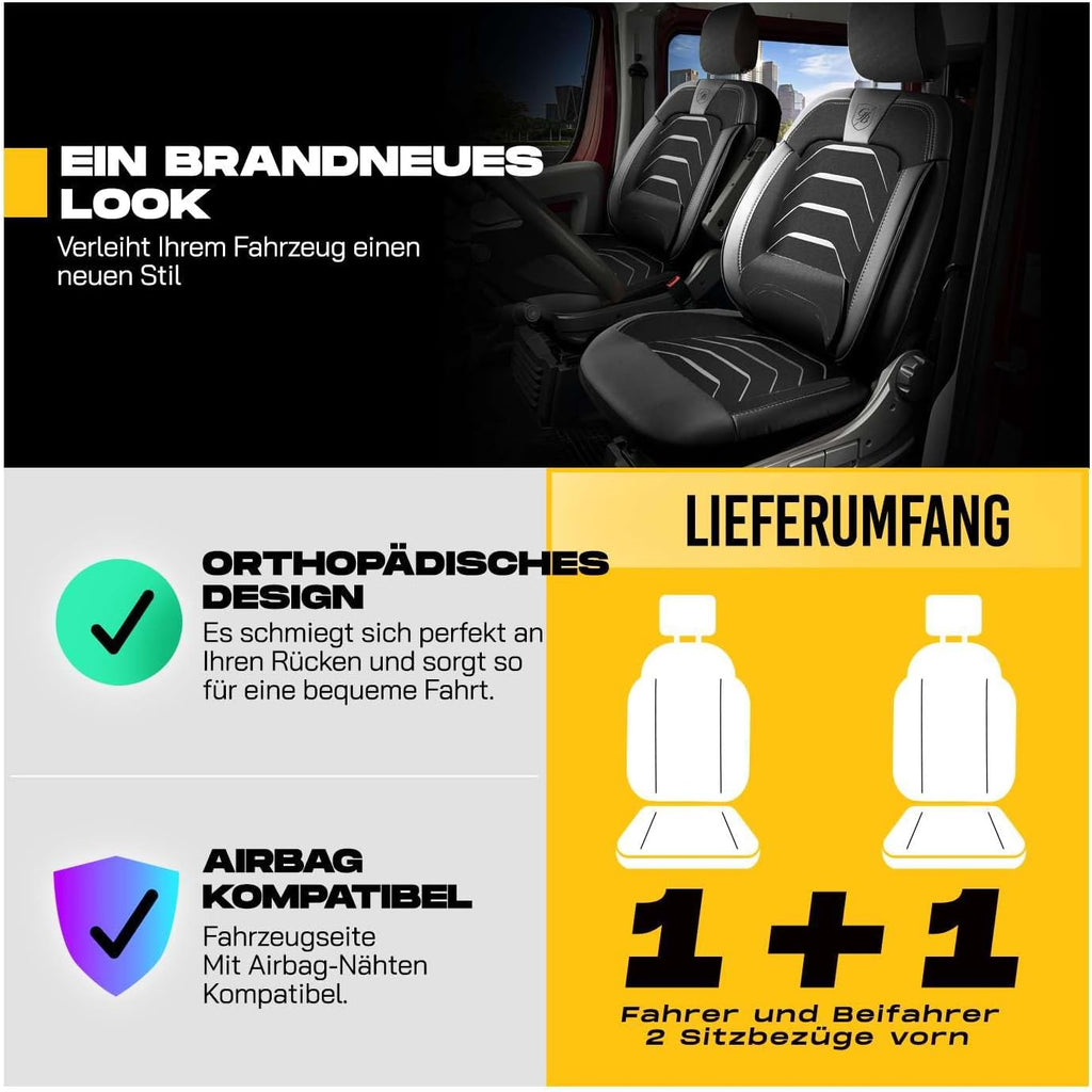 Autositzbezüge Universal 1+1 für Citroen Jumper (2014-2026), Leinen