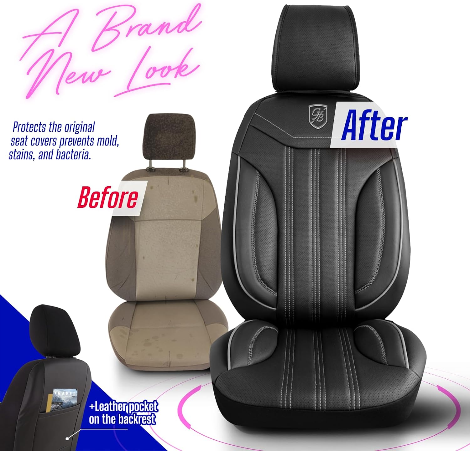Premium Car Seat Covers for Nissan Altima 2001-2026, Nappa Leather Car Seat Cover for SUV, Cars, Most Pickups, Car Seat Protector, Car Seat Covers Front Seats
