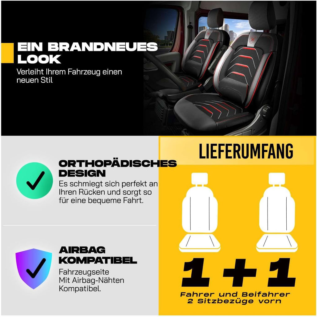 Autositzbezüge Universal 1+1 für Citroen Jumper (2014-2026), Leinen