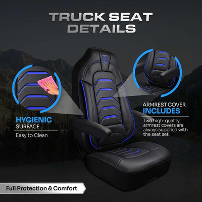 Custom Fit Truck Seat Cover for Kenworth T680, T880, W990, Premium Vinyl Fabric, Includes Armrest Covers and Assebly Tool