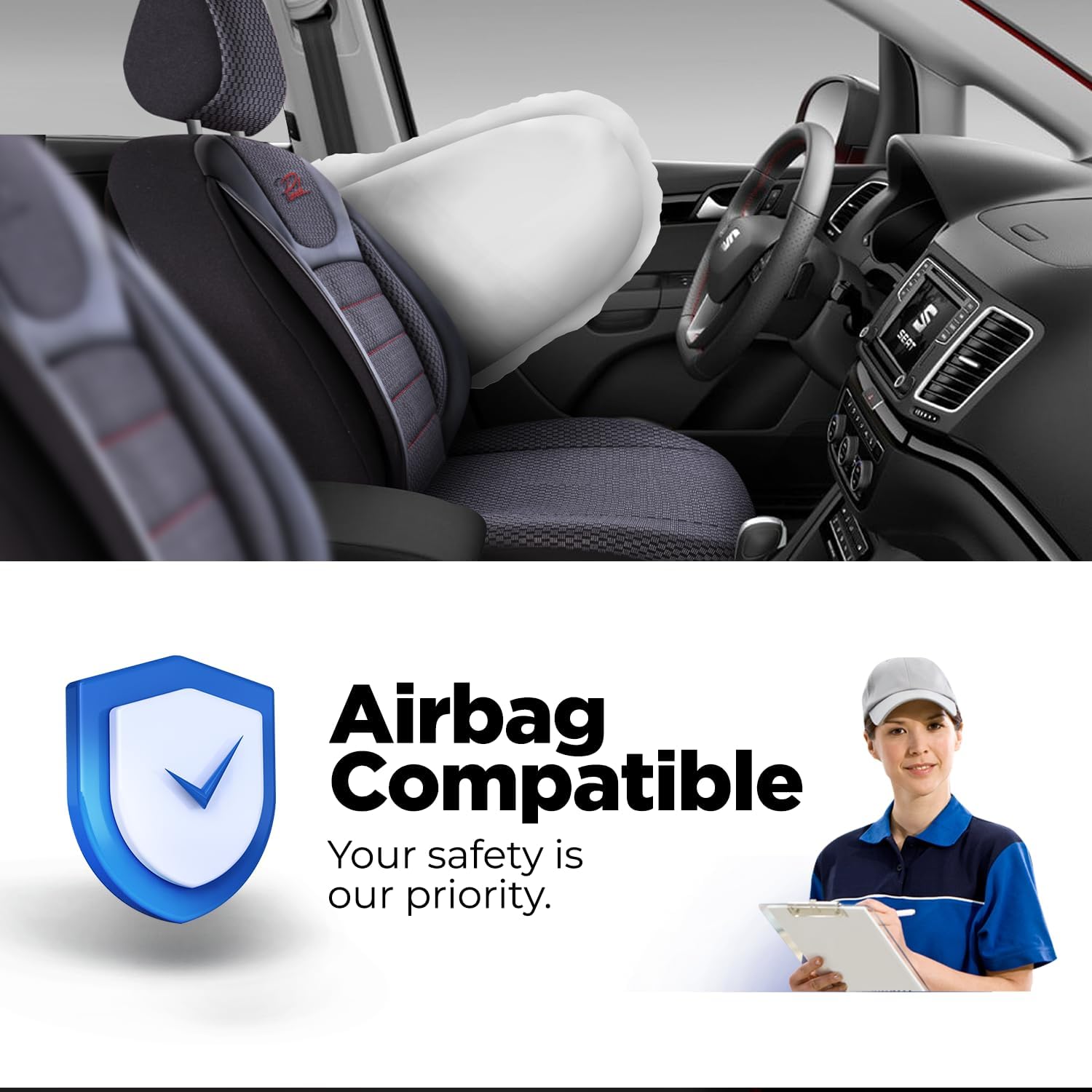 Premium Car Seat Covers for Ford Explorer 2001-2026, Woven Car Seat Cover for SUV, Cars, Most Pickups, Car Seat Protector, Car Seat Covers Front Seats