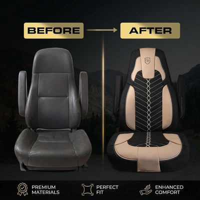 Custom Fit Truck Seat Cover for Cascadia 33”, Linen Fabric, Includes Armrest Covers and Assebly Tool