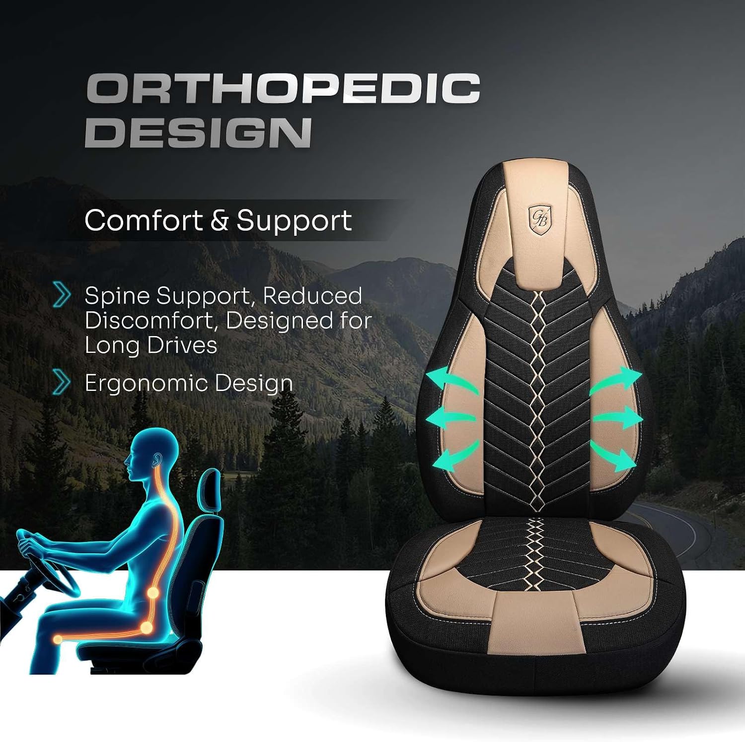 Custom Fit Truck Seat Cover for Volvo VNL 300 400 740 760 860 & VNR 300 400 640 660 (2019-2025), Linen Fabric, Includes Armrest Covers and Assebly Tool