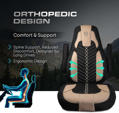 Custom Fit Truck Seat Cover for Cascadia 33”, Linen Fabric, Includes Armrest Covers and Assebly Tool