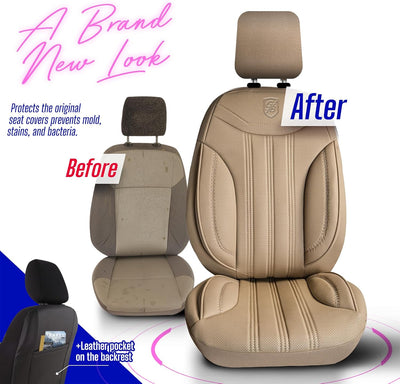 Premium Car Seat Covers Full Set, Nappa Leather Car Seat Cover for SUV, Cars, Most Pickups, Car Seat Protector, Car Seat Covers Full Set