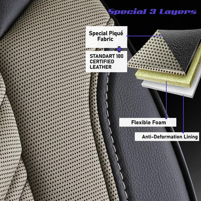 Premium Car Seat Covers for Subaru Forester 2007-2026, Piqué Fabric Car Seat Cover for SUV, Cars, Most Pickups, Car Seat Covers Front Seats