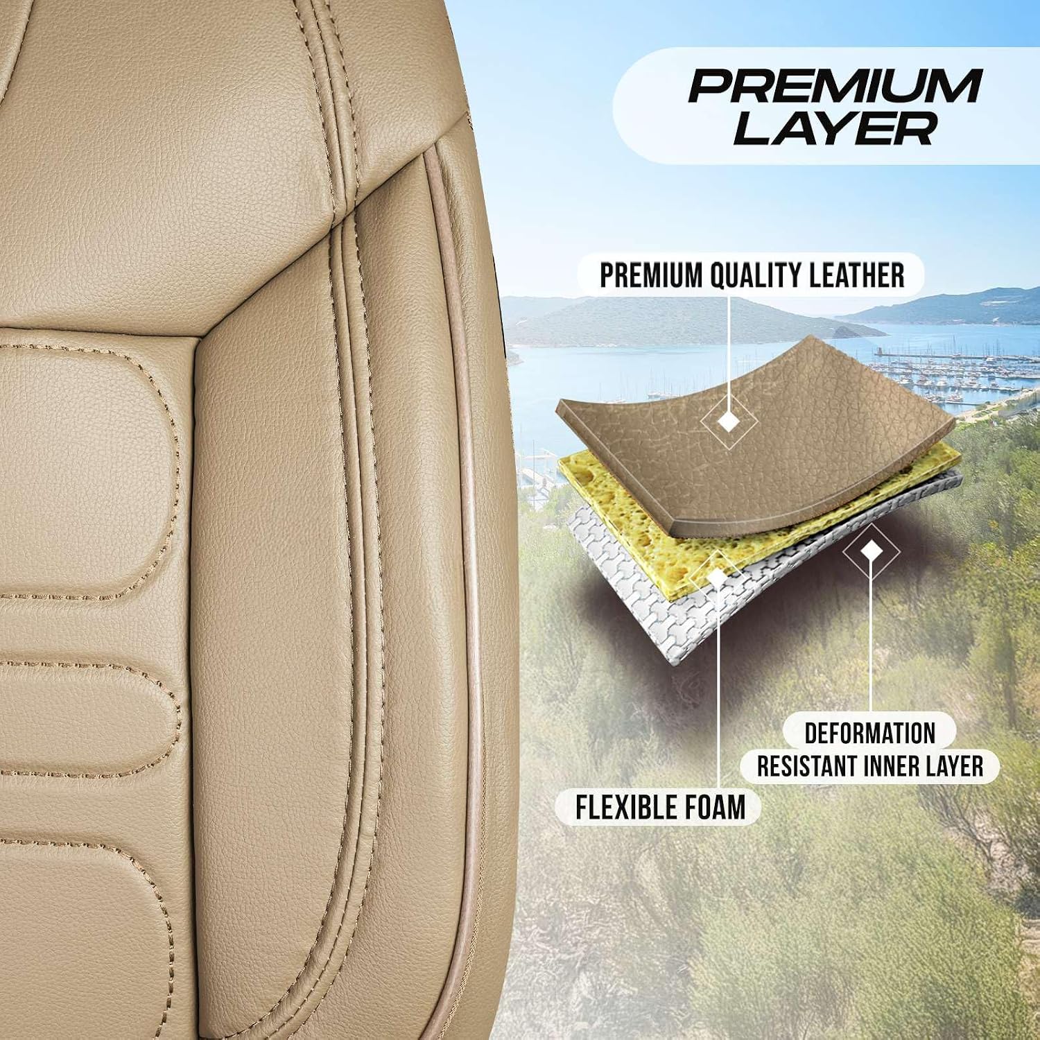 Premium Car Seat Covers Front Seat, Nappa Leather Car Seat Cover for SUV, Cars, Most Pickups, Car Seat Protector, Car Seat Covers Front Seats