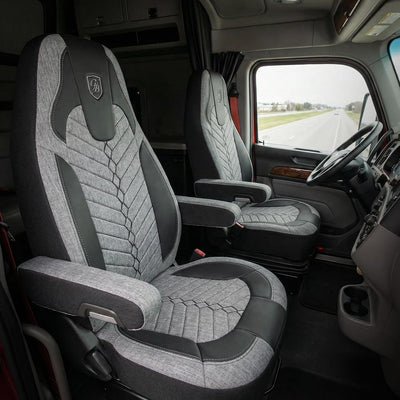Custom Fit Truck Seat Cover for Peterbilt 579, 567, Linen Fabric, Includes Armrest Covers and Assebly Tool
