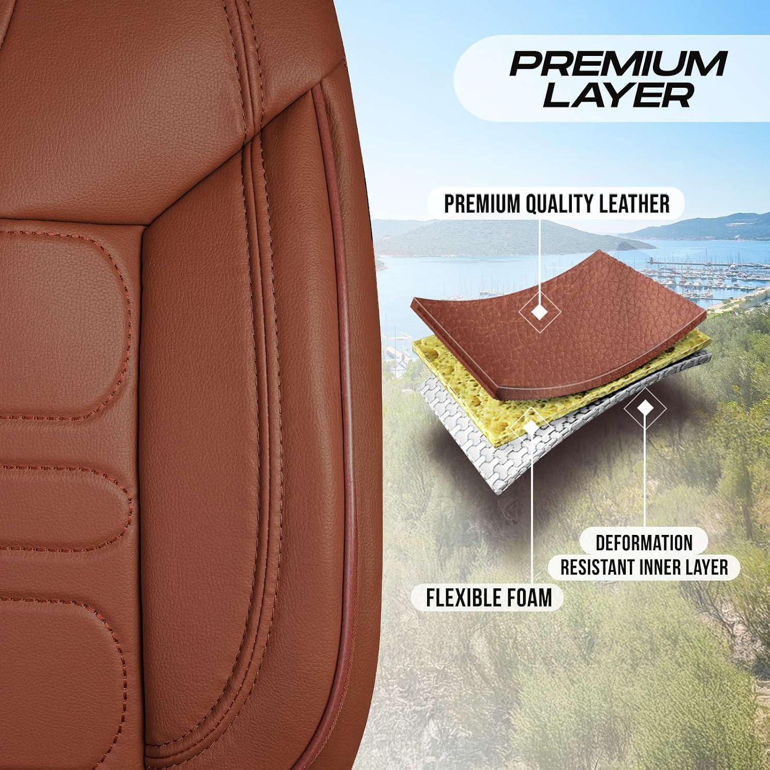 Premium Car Seat Covers for Honda Accord 2000-2026, Nappa Leather Car Seat Cover for SUV, Cars, Most Pickups, Car Seat Protector, Car Seat Covers Front Seats