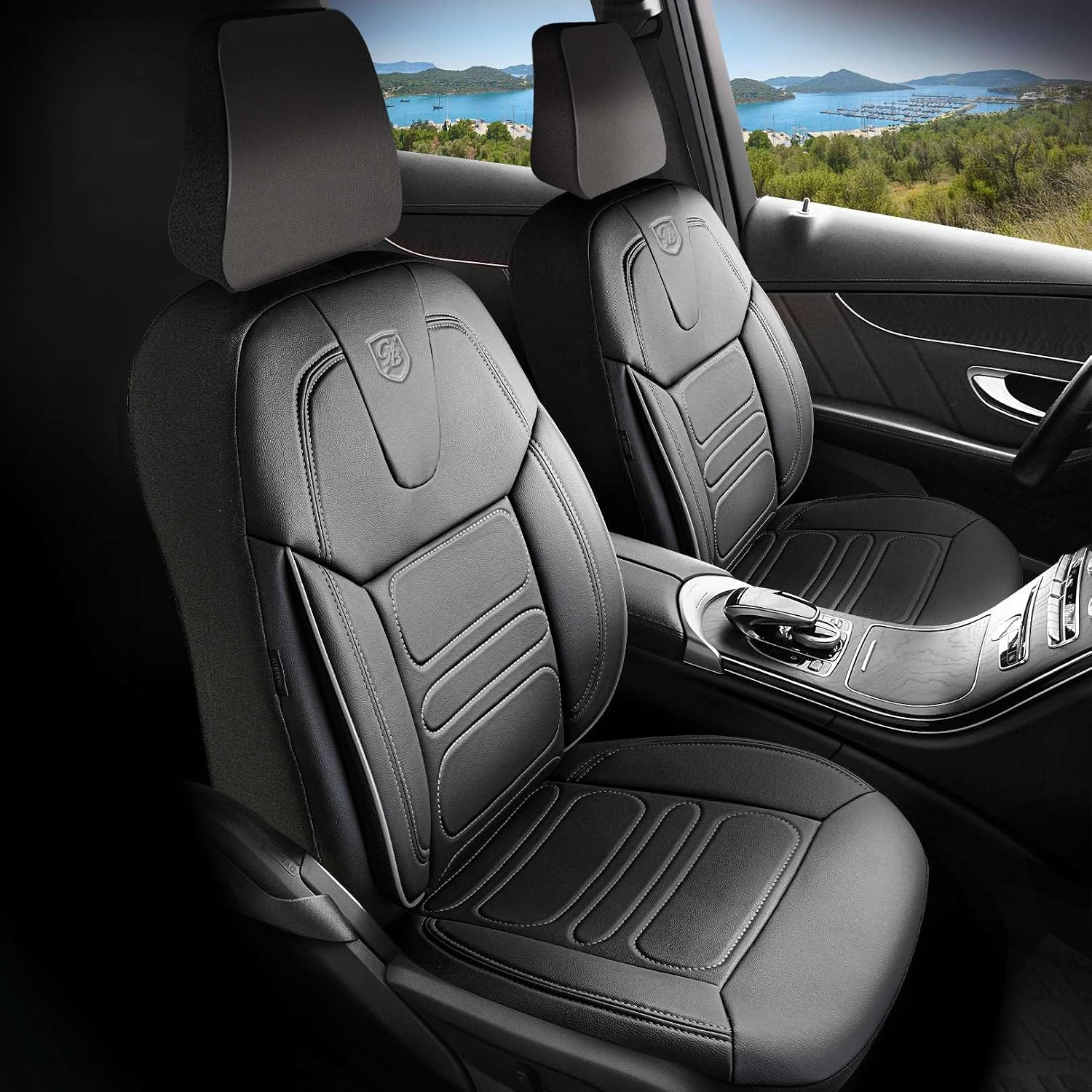 Premium Car Seat Covers Front Seat, Nappa Leather Car Seat Cover for SUV, Cars, Most Pickups, Car Seat Protector, Car Seat Covers Front Seats
