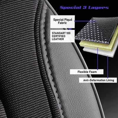 Premium Car Seat Covers for Ford Explorer 2001-2026, Piqué Fabric Car Seat Cover for SUV, Cars, Most Pickups, Car Seat Covers Front Seats