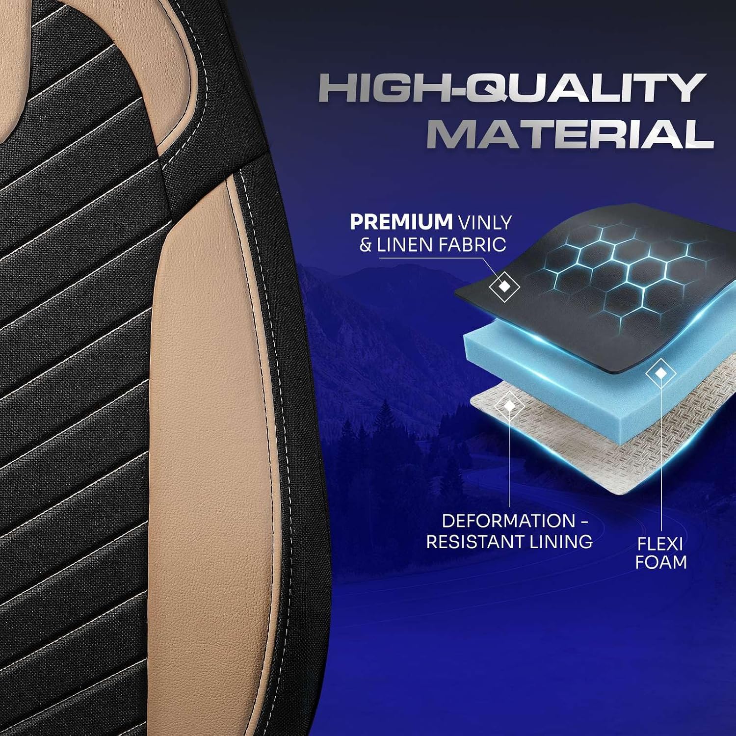 Custom Fit Truck Seat Cover for Peterbilt 579, 567, Linen Fabric, Includes Armrest Covers and Assebly Tool
