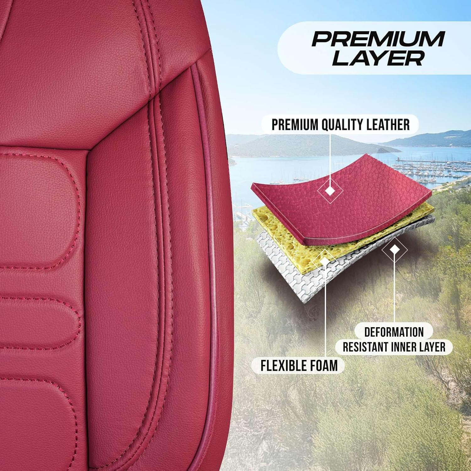 Premium Car Seat Covers Front Seat, Nappa Leather Car Seat Cover for SUV, Cars, Most Pickups, Car Seat Protector, Car Seat Covers Front Seats