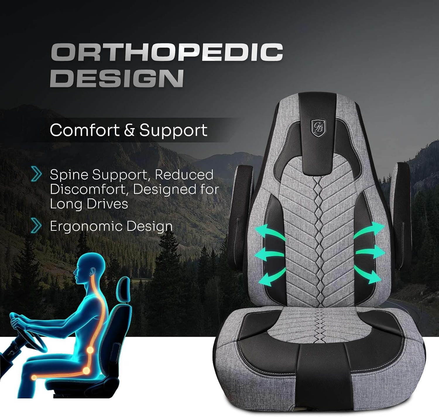 Custom Fit Truck Seat Cover for Cascadia 33”, Linen Fabric, Includes Armrest Covers and Assebly Tool