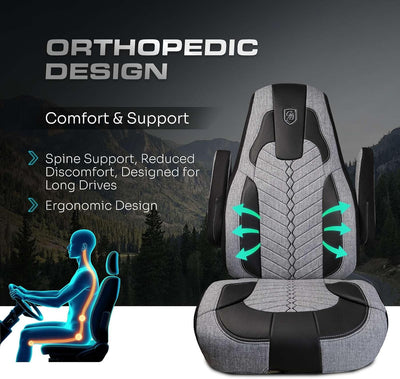Custom Fit Truck Seat Cover for Cascadia 33”, Linen Fabric, Includes Armrest Covers and Assebly Tool