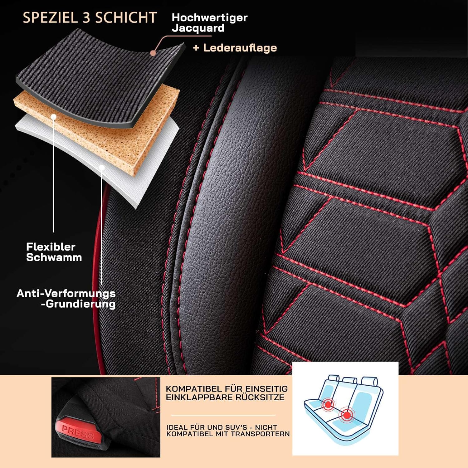Venice Autositzbezüge für VW Tiguan, Jacquard Sitzauflage