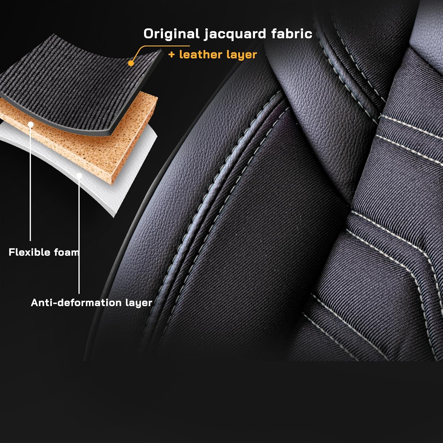 Premium Car Seat Covers for Honda Civic 2000-2026, Jacquard Car Seat Cover for SUV, Cars, Most Pickups, Car Seat Protector, Car Seat Covers Front Seats