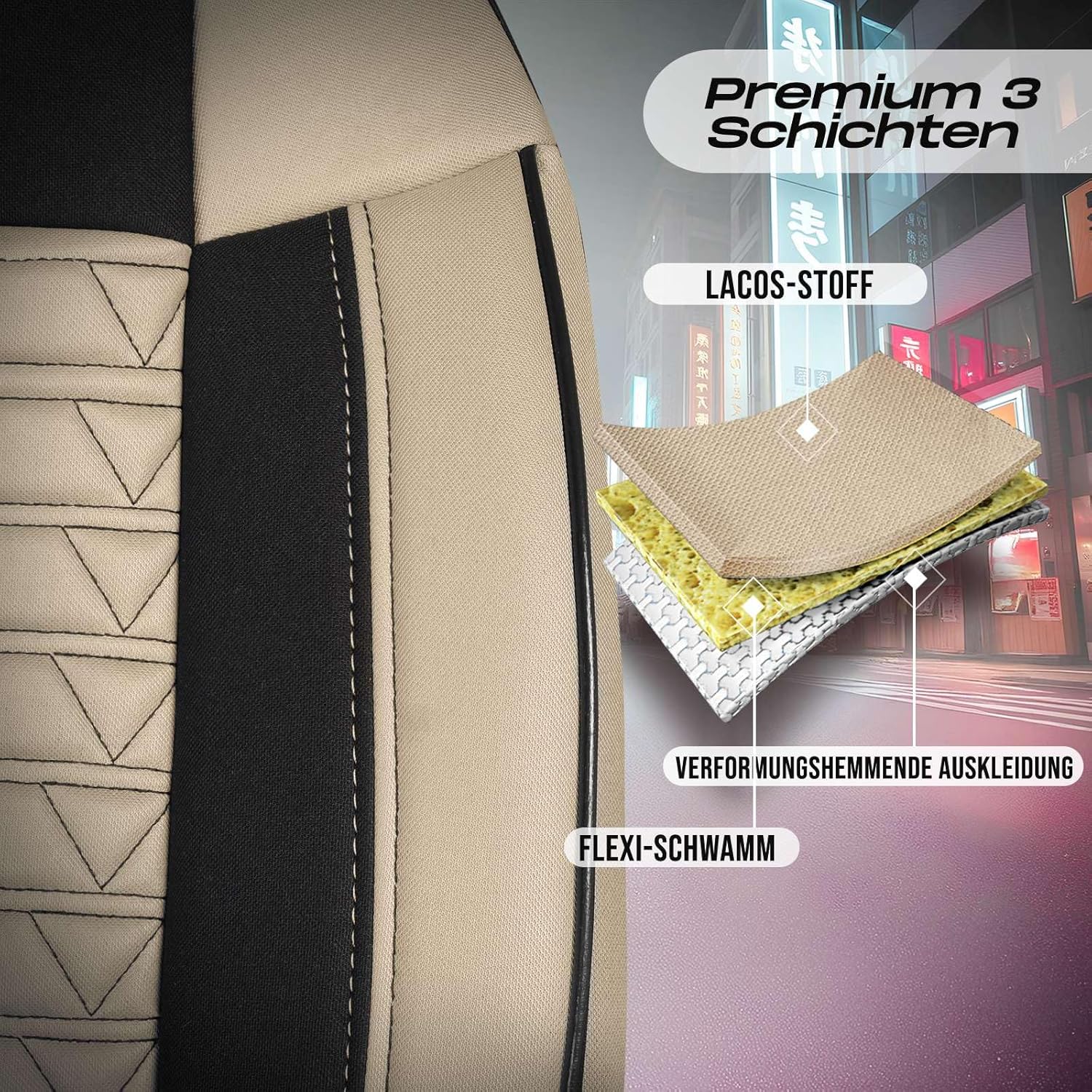 Polygon Autositzbezüge für BMW 1er, Lacoste-Stoff